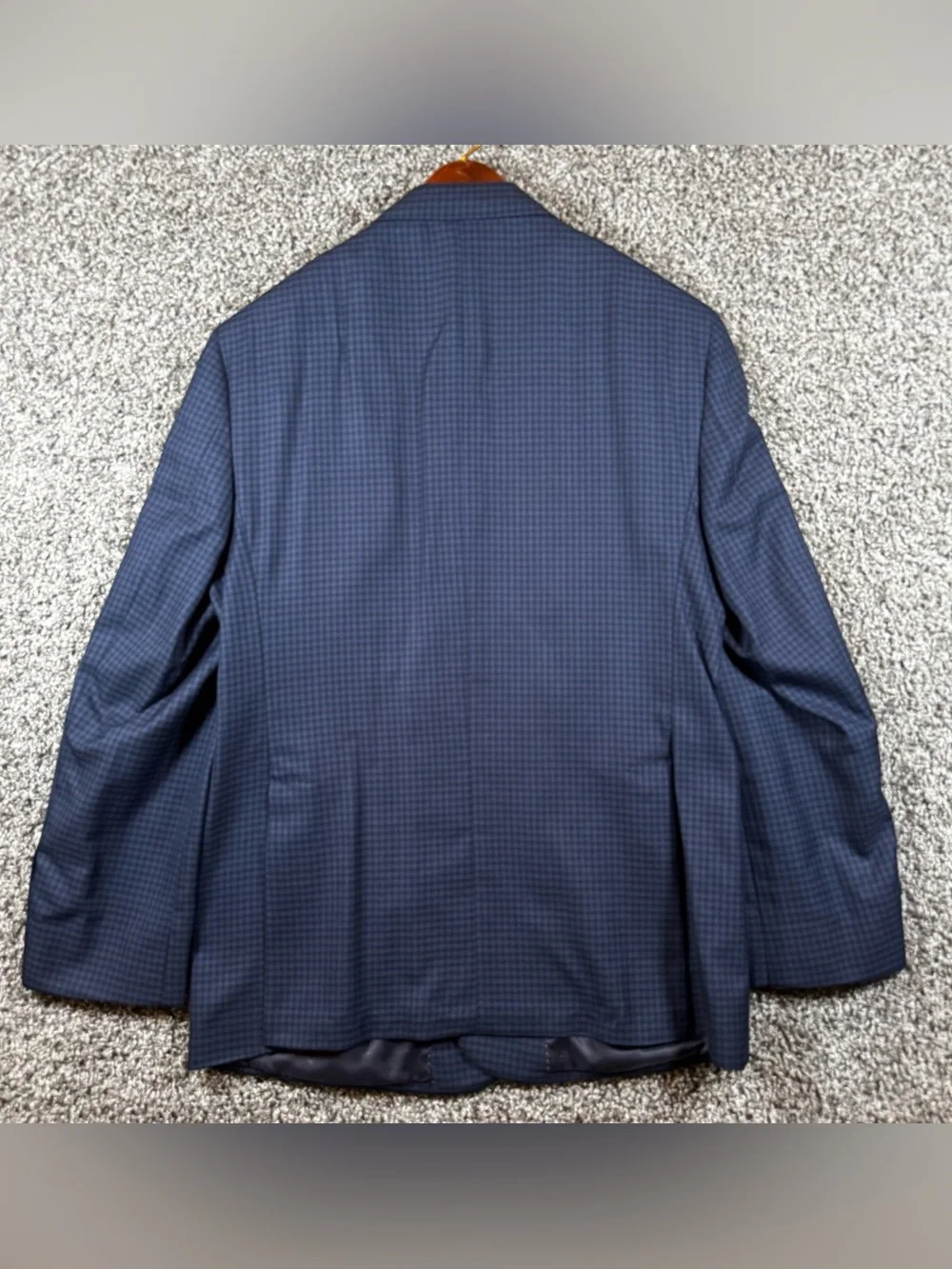 Jos A Bank Reserve Tailored Fit 44R Wool Silk Navy Plaid Coat Blazer Jacket